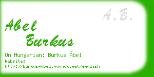 abel burkus business card